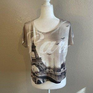 XXI Womens T-Shirt Multicolor Eiffel Tower Paris S
